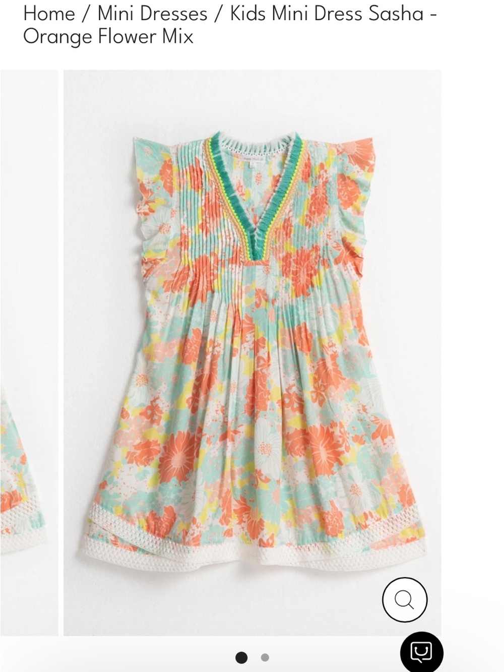 Poupette St Barth Mint, Orange and Yellow Floral Kids Dress